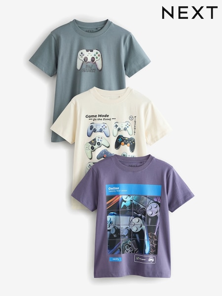 de Gamer gris/morado/crudo - Regular Fit Graphic Short Sleeve 100% Cotton T-Shirts 3 Pack (3-16yrs) (E45240) | 28 € - 36 €