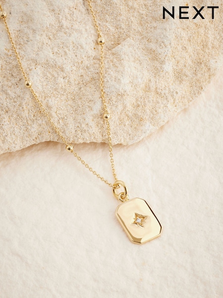 Gold Plated Dog Tag Necklace (E45253) | AED71