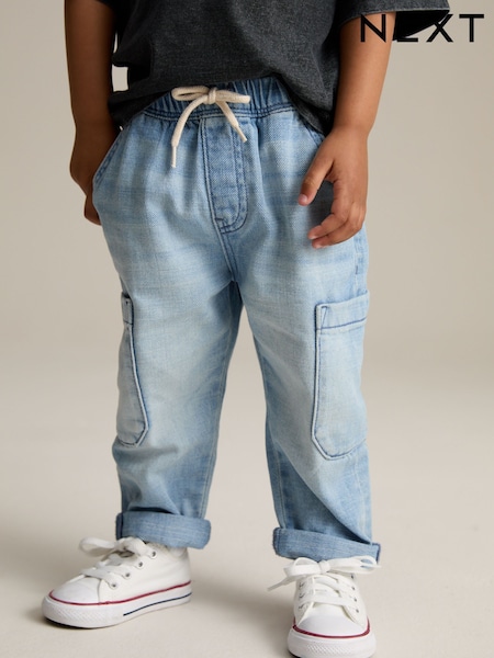 Light Blue Denim 100% Cotton Cargo Jeans (3mths-7yrs) (E45344) | $22 - $25