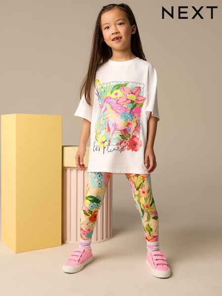 أبيض وحيد القرن بترتر - Oversized T-shirt And Leggings Set (3-16yrs) (E45360) | ‏7.500 د.ك.‏ - ‏10 د.ك.‏