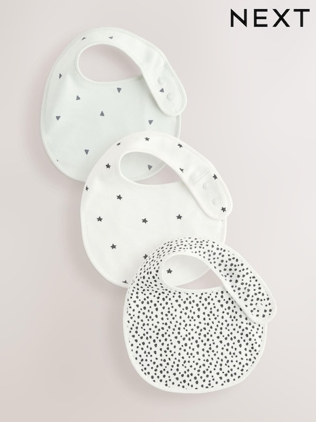 Negro/Blanco - Baby Regular 100% Cotton Bibs 3 Pack (E45391) | 10 €