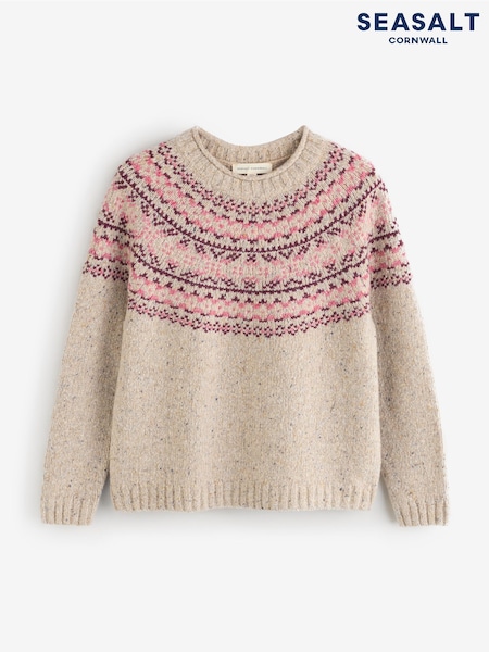 Pink - Seasalt Cornwall Port Kinnis Fair Isle Jumper With Merino