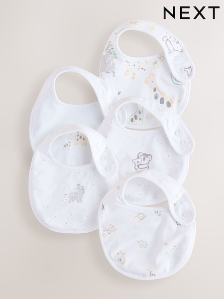 White 5 Pack Baby Bibs (E45518) | €16