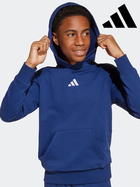 adidas Blue Small Logo Fleece Hoodie (E45557) | R$ 245