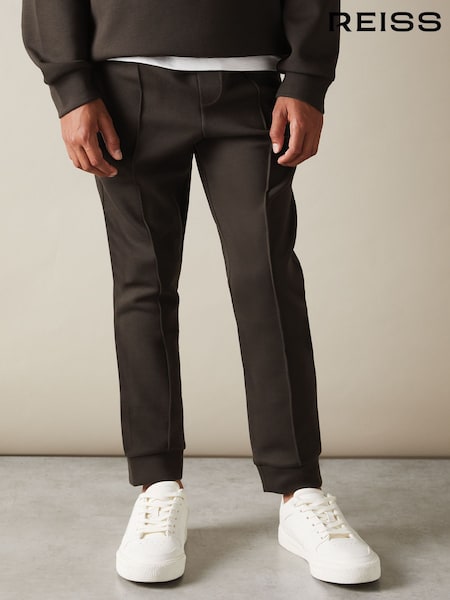 بني - Reiss Premier Interlock Jersey Drawstring Joggers (E45562) | ‏259 د.إ.‏