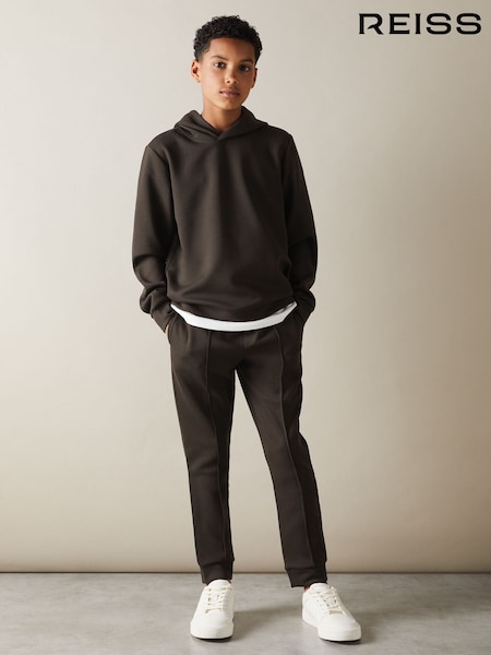 Reiss Chocolate Brown Fabien 3-9 yrs Interlock Jersey Hoodie (E45567) | €55