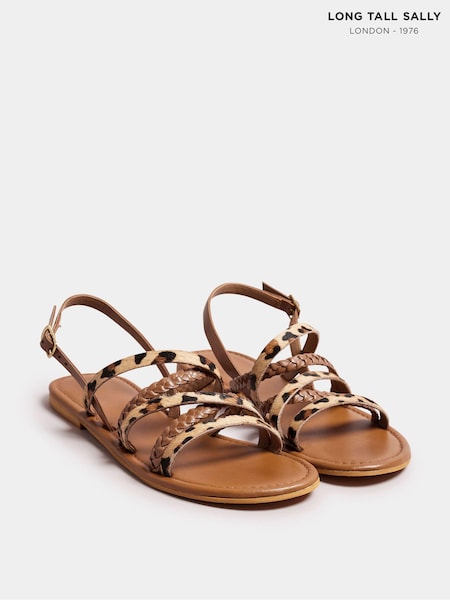 Long Tall Sally Brown Animal Strap Cross Over Sandals (E45612) | $65