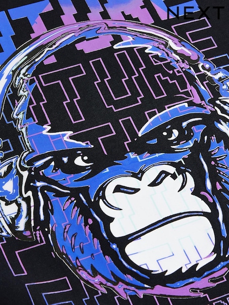 Black Gorilla Relaxed Fit Short Sleeve Graphic Print T-Shirt (3-16yrs) (E45686) | 28 QAR - 37 QAR