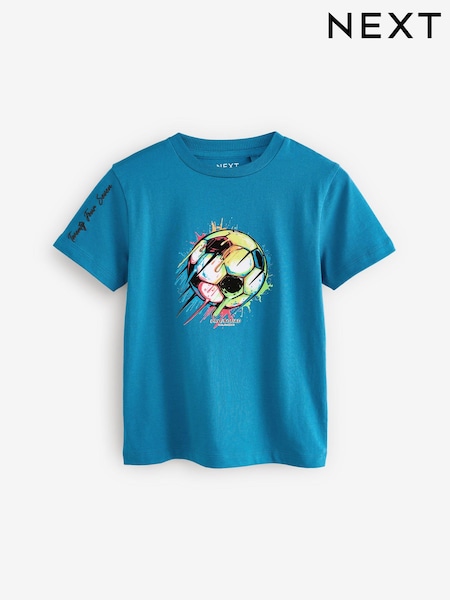 أزرق على أخضر كرة قدم - Short Sleeve Graphic Print T-Shirt (3-16yrs) (E45687) | ‏36 د.إ.‏ - ‏ 51‏ د.إ.