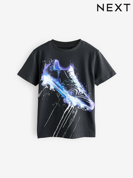 Black/Blue Football Boot Regular Fit Short Sleeve All-Over Print 100% Cotton T-Shirt (3-16yrs) (E45690) | €12 - €16