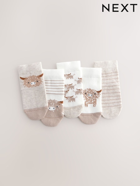 Neutral Hamish Baby Socks 5 Pack (0mths-2yrs) (E45707) | R$ 65