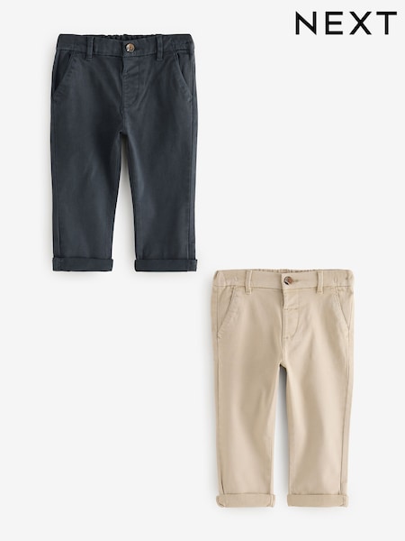 بحري/ حجري - Stretch Chino Trousers 2 Pack (3mths-7yrs) (E45713) | ‏8.500 د.ك.‏ - ‏10.500 د.ك.‏