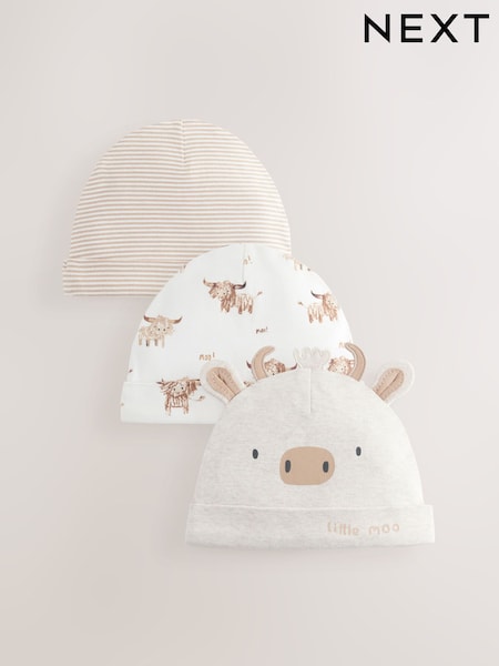 Neutral Hamish - Baby 100% Cotton Beanies 3 Pack (0-18mths) (E45742) | 11 €