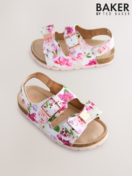 Floral - Sandale cu talpă Baker by Ted Baker pentru fete cu fundă (E45828) | 238 LEI - 253 LEI