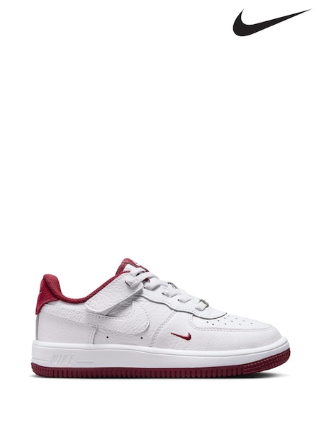 Nike White Red Junior Air Force 1 EasyOn Trainers (E45873) | €80
