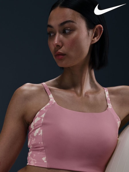 Nike Elemental Pink Swoosh Pocket Medium Support Sports Bra (E45910) | €57