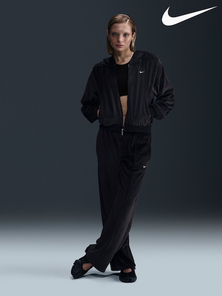 Nike Black Chill Knit Loose Velour Full-Zip Hoodie (E45954) | €92