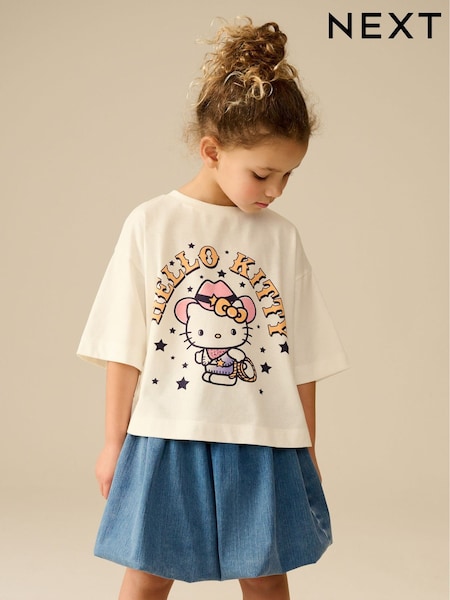 Beige Hello Kitty Oversized License 100% Cotton T-Shirt (3-16yrs) (E45982) | €17.50 - €24