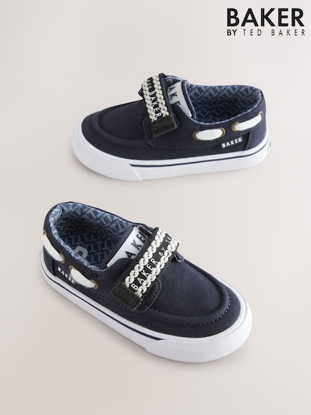Bleumarin - Pantofi bărcuță din pânză pentru băieți Baker by Ted Baker (E46126) | 238 LEI