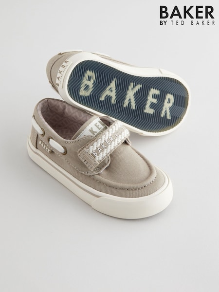 צבע אבן - Baker By Ted Baker Boys Canvas Boat Shoes (E46130) | ‏161‏₪