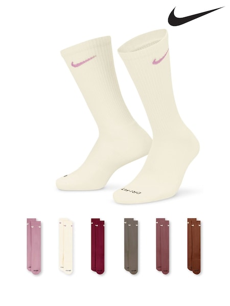 Nike Natural Cream Everyday Plus Cushioned Training Crew Socks 6 Pack (E46209) | €32