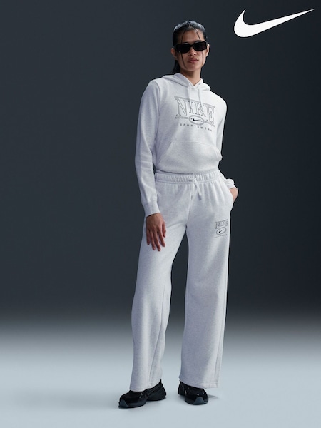 Nike Birch Heather White Sportwear Club Fleece Graphic Hoodie (E46278) | €83
