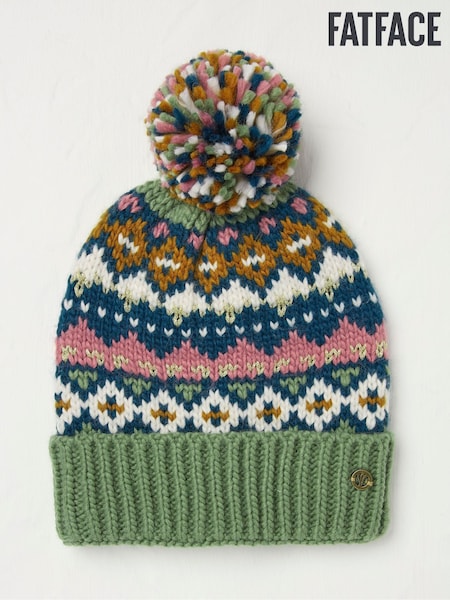 FatFace Green Haze Fairisle Pattern Bobble Hat (E46314) | €15.50