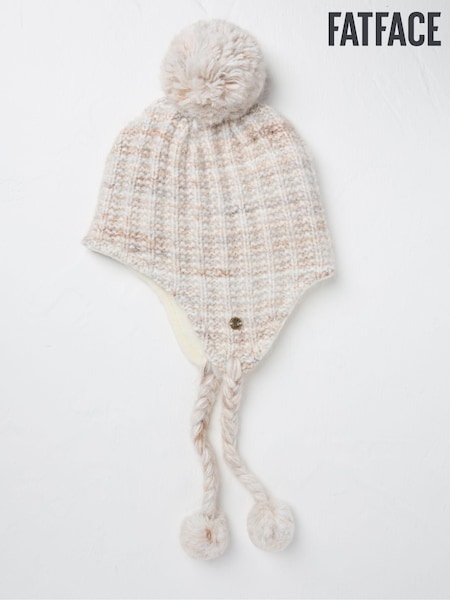 FatFace Ivory Textured Trapper Bobble Hat (E46318) | €21