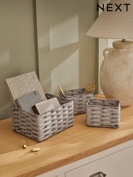 Set of 3 Grey Mini Grey Storage Baskets (E46459) | €18