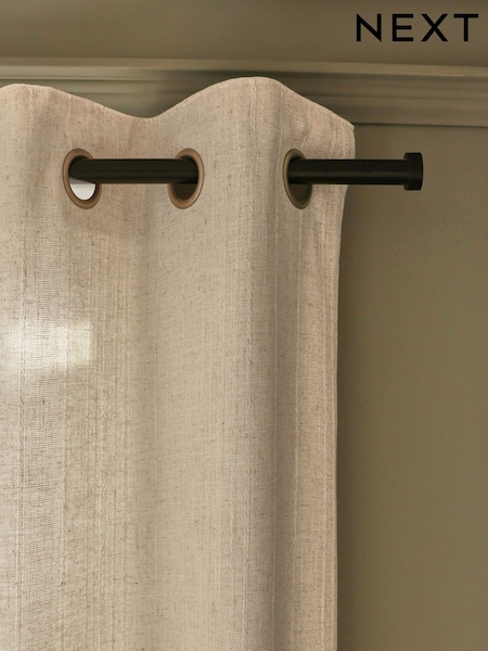 Natural Woven Subtle Stripe Linen Blend Eyelet Lined Curtains (E46472) | 8,425 ISK - 19,915 ISK