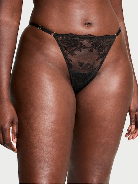 Victoria's Secret Black G String Rose Lace Knickers (E46505) | €20.50