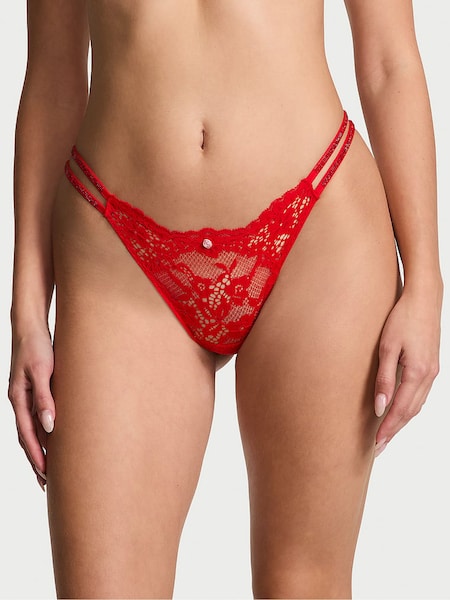 Victoria's Secret Vermillion Red Brazilian Twinkle Strap Knickers (E46520) | €22.50