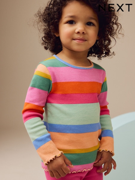 Regenbogenfarben gestreift - Geripptes Langarm-T-Shirt (3Monate -7Jahre) (E46543) | 8 € - 11 €