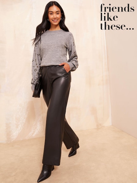 Friends Like These Grey Animal Sequin Sleeve Jumper (E46581) | €33