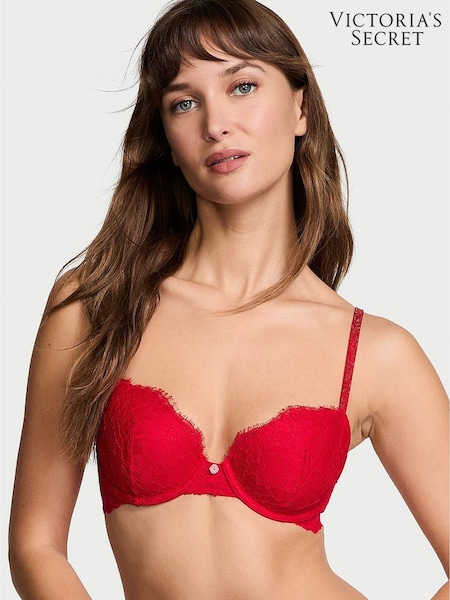Victoria's Secret Vermillion Red Lightly Lined Demi Twinkle Strap Bra (E46633) | €68