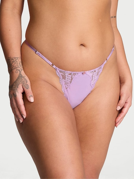 Victoria's Secret Silky Lilac Purple Lace Trim G String Knickers (E46638) | €15.50