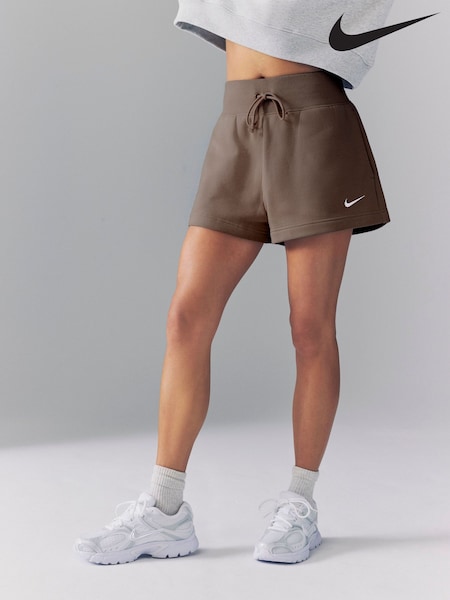 Marrón - Nike Sportswear Phoenix Fleece Alto-Waisted Loose Shorts (E46697) | 54 €