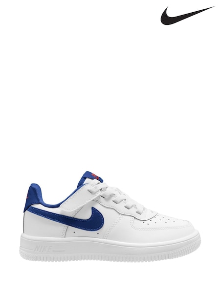 Nike White/Royal Blue Junior Air Force 1 Low Easy On Trainers (E46722) | €78