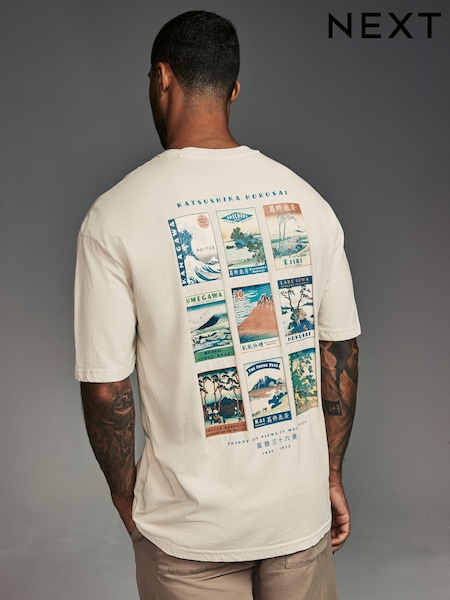 Stone Hokusai Postcard Artist Licence 100% Cotton T-Shirt (E46830) | €12