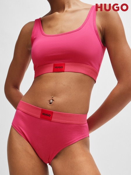 HUGO Pink Stretch-Cotton Briefs With Red Logo Label (E46845) | €16