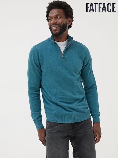FatFace Rye Teal Blue Half-Neck Jumper (E46911) | €44.50
