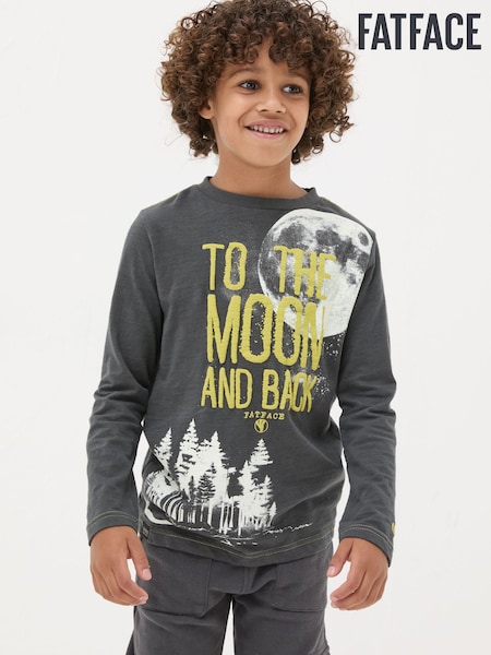 FatFace Charcoal Grey Dark Skies Moon Graphic T-Shirt (E46919) | €10.50