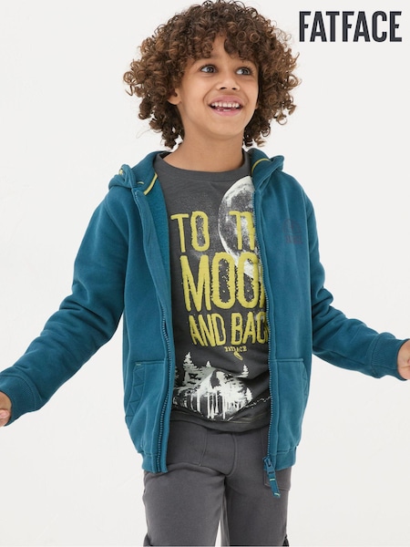 FatFace Teal Blue Dark Skies Animal Zip Through Hoodie (E46925) | €21