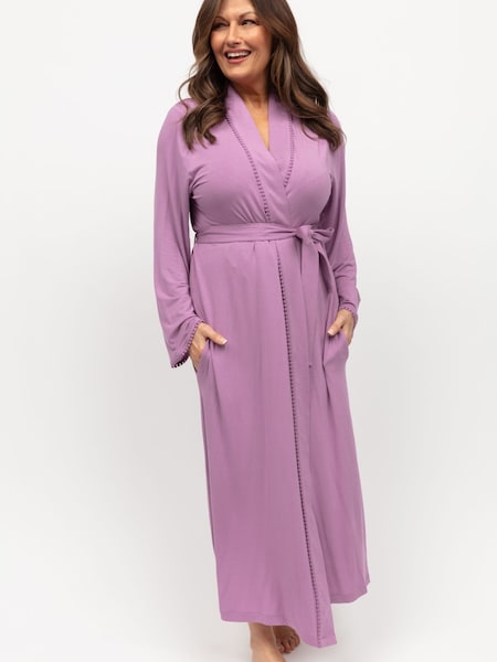 Nora Rose Pink Long Sleeve Jersey Dressing Gown (E47045) | €52