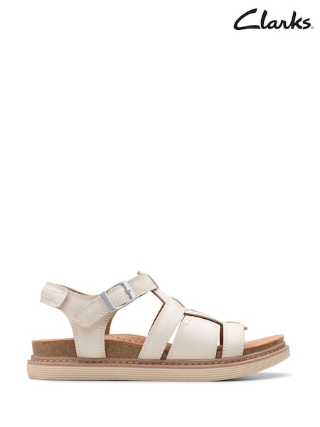 Clarks Cream Leather Arwell Sun Sandals (E47071) | €95