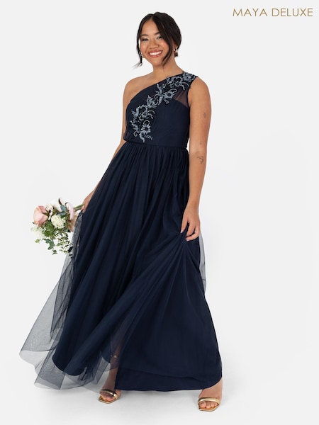 Maya One Shoulder Tulle Maxi Dress With Embellished Motif (E47072) | 66 €