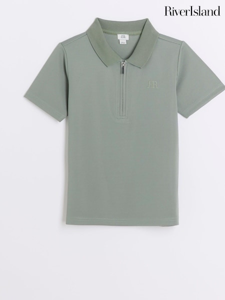 River Island Boys Smart Twill Zip 100% Cotton Polo Shirt (E47286) | €10