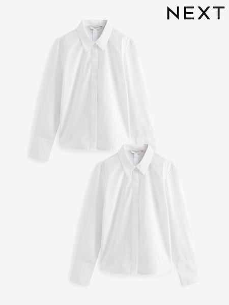 Bianco - Fitted Collared Long Sleeve Shirts 2 Pack (E47324) | € 50