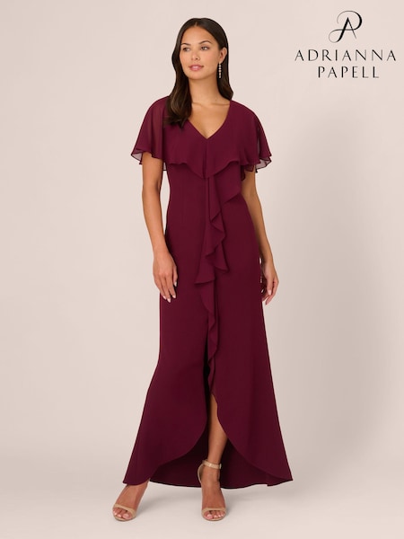 Adrianna Papell Studio Red Crepe And Chiffon Gown (E47347) | 622 LEI