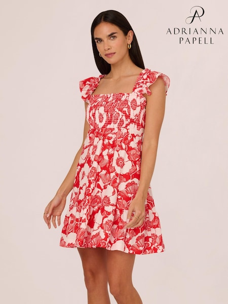Adrianna Papell Orange Printed Short Dress (E47356) | €106
